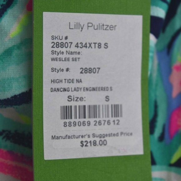 Lilly Pulitzer Weslee Floral Crop Top and Palazzo Pant Set High Tide Navy Small - Picture 10 of 14